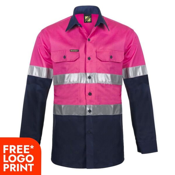 Mens Two Tone Long Sleeve Vented Cotton Drill Shirt Thumbnail