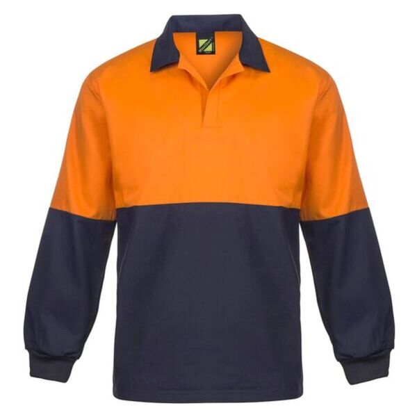 Unisex Food Industry Hi Vis Two Tone Jac Shirt With Contrast Collar - Long Sleeve Thumbnail